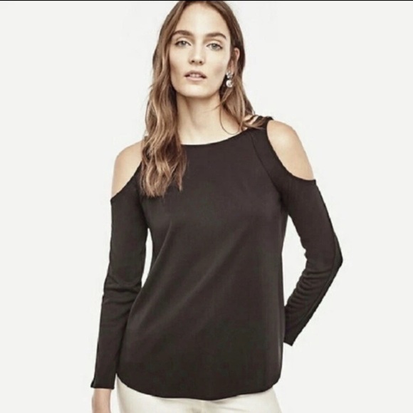Ann Taylor Black Cold Shoulder Blouse – Women’s Size M - Picture 1 of 5